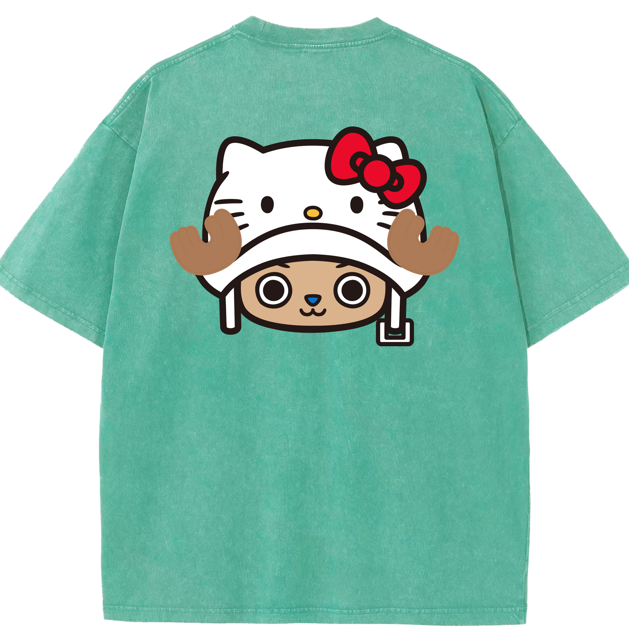 （画像用） Hello Kitty ハローキティ 綿100% ヴィンテージ風 半袖Tシャツ（背面プリント）